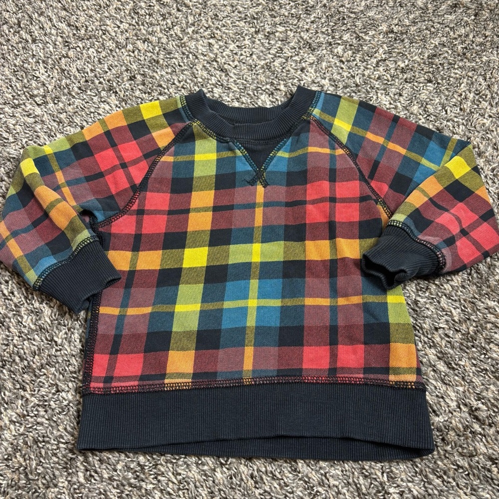 Hanna andersson plaid crewneck sweater 3T